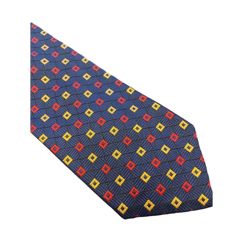 XMI Navy Blue Mens Tie with Red/Gold Boxes